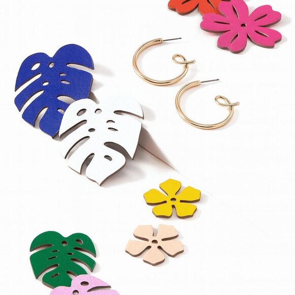 Stella & Dot Color Pop Convertible Floral and Tropical Earrings Rare - Picture 8 of 11